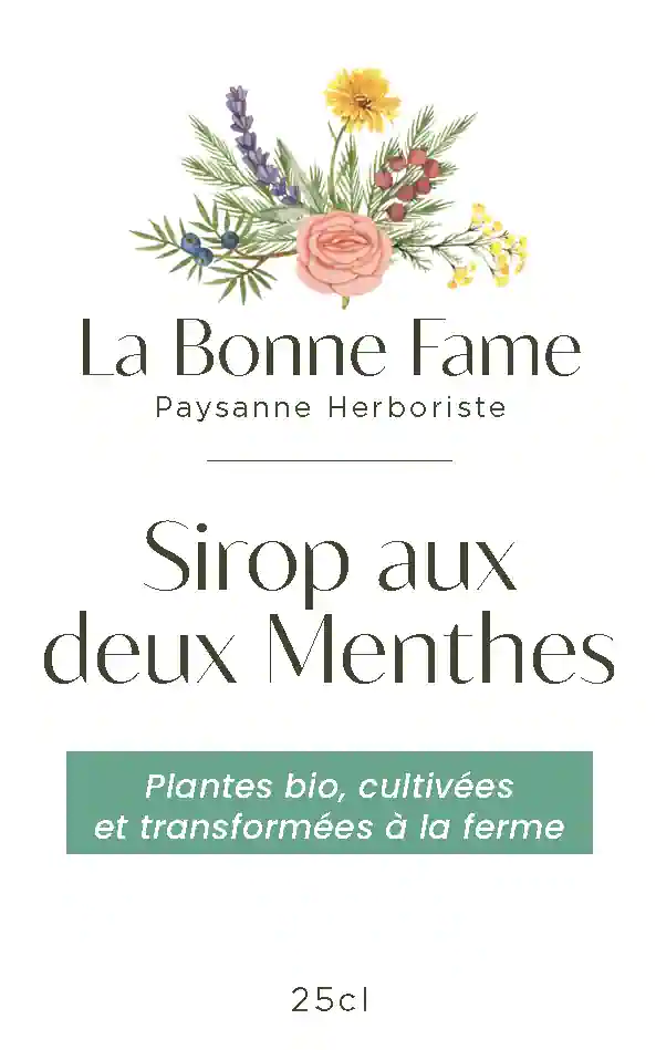 Etiquette Sirop aux deux Manthes