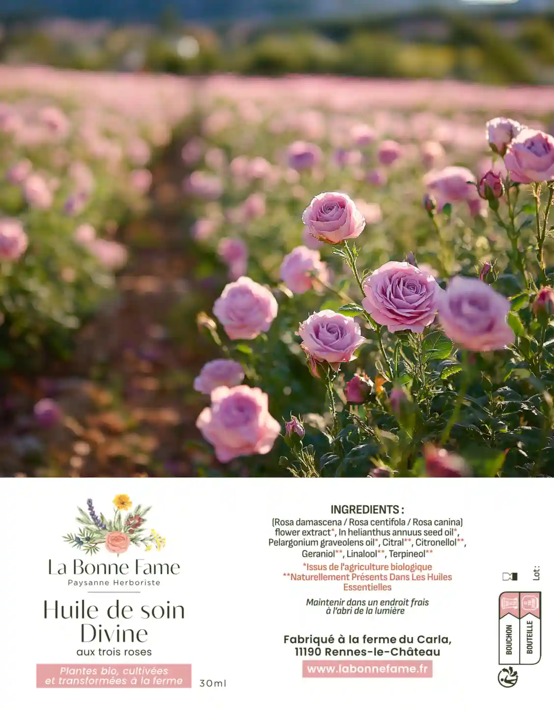 Huile de soin divine aux trois roses – Image 4