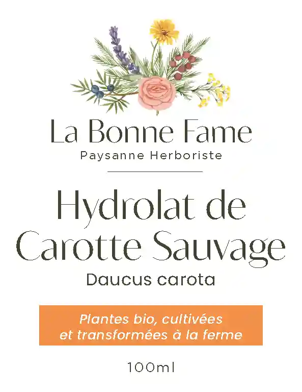 Etiquette Hydrolat 100ml de Carotte Sauvage